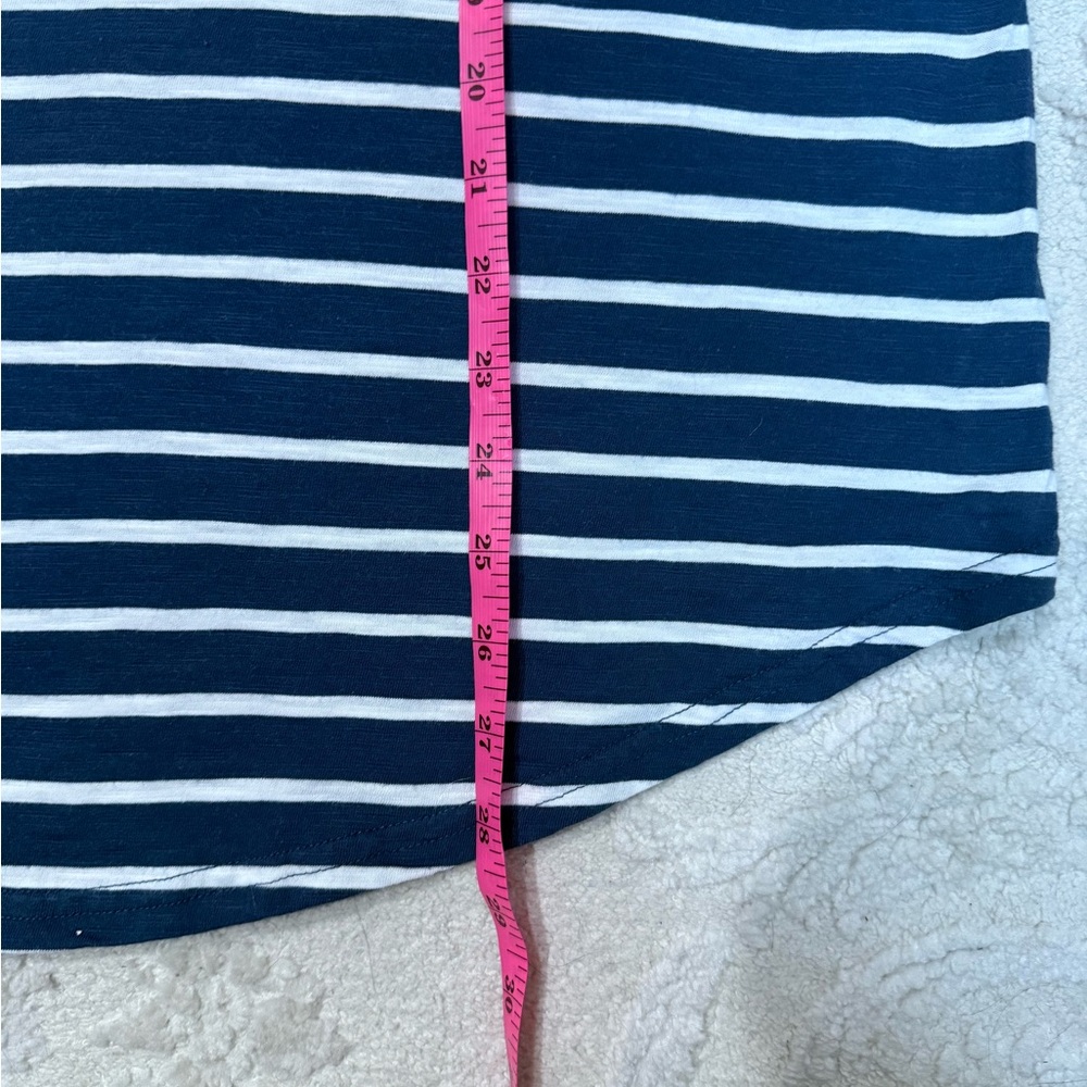 Pact Organic Cotton Striped Tee XL Blue White V Neck 3/4 Sleeve Top - Picture 5 of 8